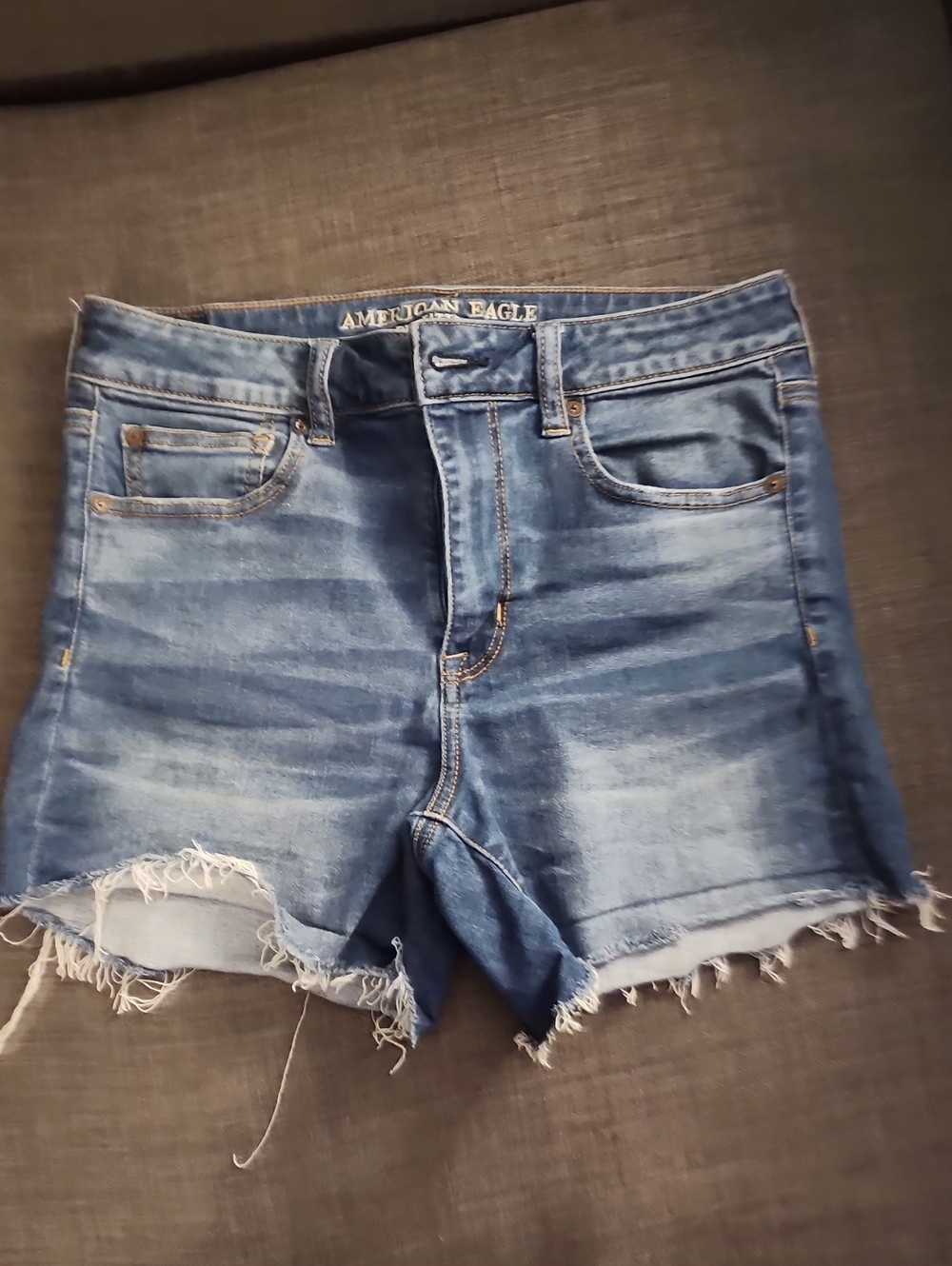 American Eagle Outfitters Distressed Medium Blue Denim Cutoff Shorts